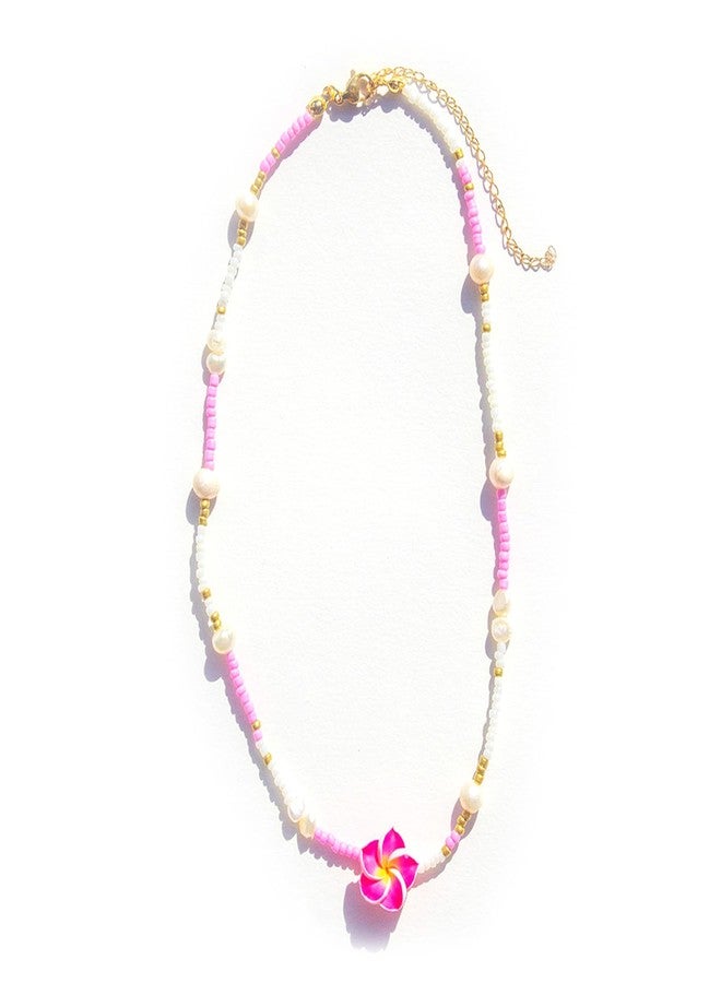 POYAMUSE Hawaiian Flower Choker Necklace for Women - Boho Beach Jewelry, Plumeria Choker Necklace Jewelry for Women, Tropical Accessories for Summer Vacation - Pink - Image 1